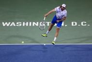 Reilly Opelka in action at the 2022 Citi Open - Day 6.